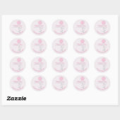 Sticker Rond Petit lapin et ballot Merci rose (Feuille)