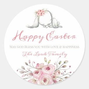 Sticker Rond Petit Lapin Joyeux Pâques