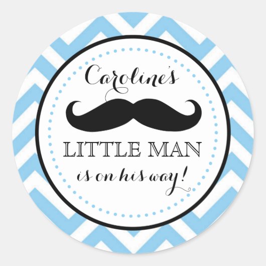 Sticker Rond Petit Lil' Man Mustache Boy Baby shower Favoriser (Devant)