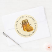 Sticker Rond Petit logo de pot de miel cru d'apiculture pour en (Enveloppe)