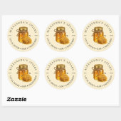 Sticker Rond Petit logo de pot de miel cru d'apiculture pour en (Feuille)