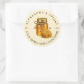 Sticker Rond Petit logo de pot de miel cru d'apiculture pour en (Sac)