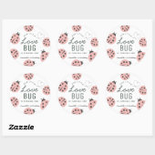 Sticker Rond Petit Love Bug Ladybug Rose Anniversaire (Feuille)