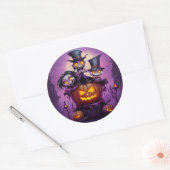 Sticker Rond Petit magicien mignon monstres païens mignon Hallo (Enveloppe)