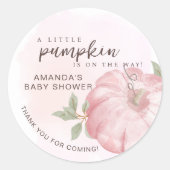 Sticker Rond Petit Merci Citrouille Baby shower Automne (Devant)