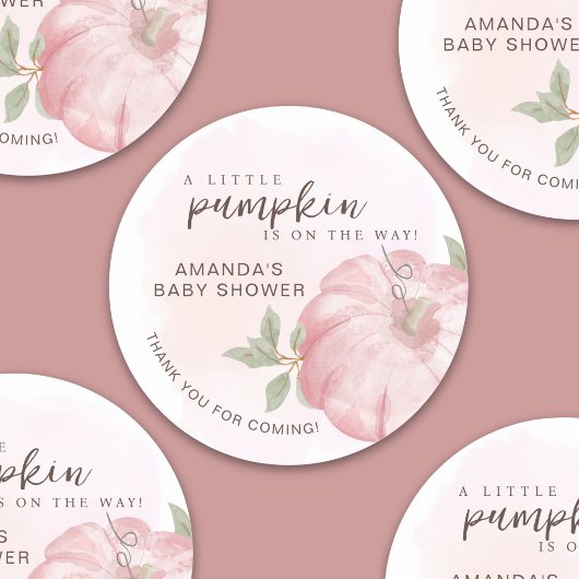 Sticker Rond Petit Merci Citrouille Baby shower Automne