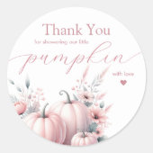 Sticker Rond Petit Merci Citrouille rose (Devant)