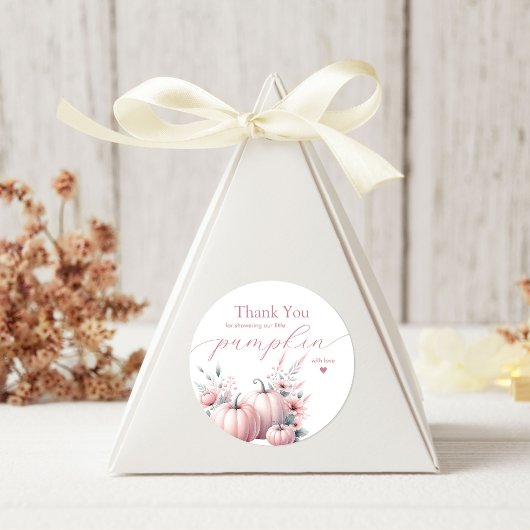 Sticker Rond Petit Merci Citrouille rose