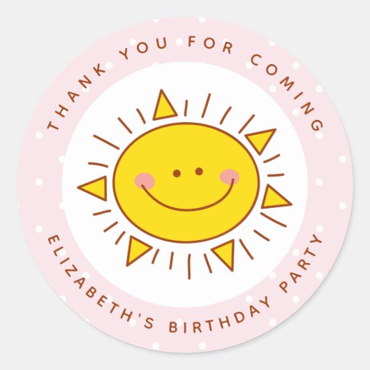 Sticker Rond Petit Merci D'Anniversaire Soleil Pour Venir (Devant)