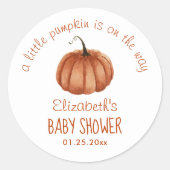 Sticker Rond Petit Merci de Baby shower Citrouille (Devant)