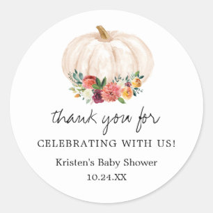 Sticker Rond Petit Merci de Baby shower Citrouille