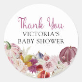 Sticker Rond Petit Merci de Baby shower Citrouille (Devant)