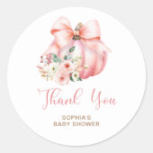 Sticker Rond Petit Merci de Baby shower Citrouille rose (Devant)