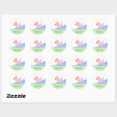 Sticker Rond Petit Merci de canard rose (Feuille)