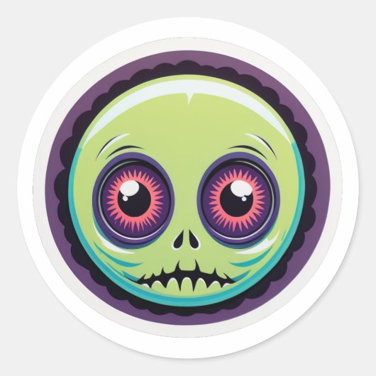 Sticker Rond Petit monstre d'halloween (Devant)