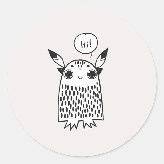 Sticker Rond Petit monstre mignon (Devant)