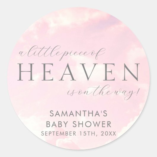 Sticker Rond Petit morceau de Baby shower rose du ciel (Devant)