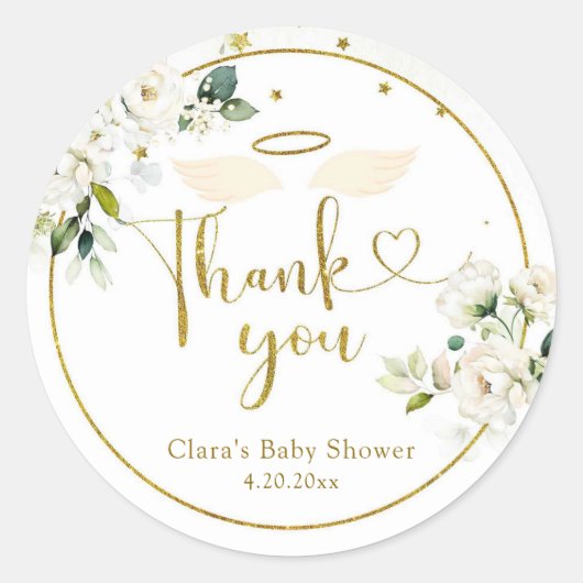 Sticker Rond Petit morceau floral blanc du ciel (Devant)