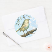 Sticker Rond Petit oiseau jaune perché sur une branche Recherch (Enveloppe)