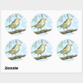 Sticker Rond Petit oiseau jaune perché sur une branche Recherch (Feuille)