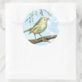 Sticker Rond Petit oiseau jaune perché sur une branche Recherch (Sac)