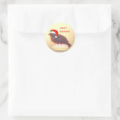 Sticker Rond Petit oiseau mignon de Noël (Sac)