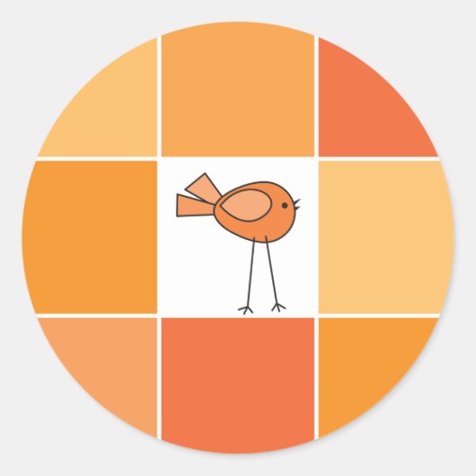 Sticker Rond petit oiseau orange (Devant)