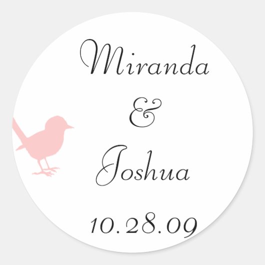 Sticker Rond petit oiseau rose (Devant)