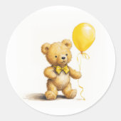 Sticker Rond Petit Ours avec Ballotte, Mignonne Ours En Conflit (Devant)