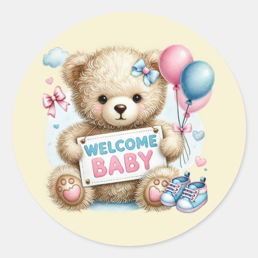 Sticker Rond Petit ours de bienvenue (Devant)