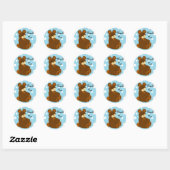 Sticker Rond Petit Ours Merci (Feuille)