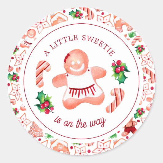 Sticker Rond Petit pain d'épice doux Baby shower de Noël (Devant)