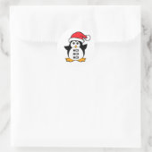 Sticker Rond Petit Penguin de Noël Ho Ho Ho (Sac)
