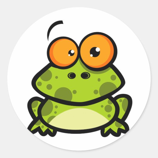 Sticker Rond Petit personnage de dessin de grenouille (Devant)