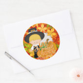 Sticker Rond Petit Pilgrim Boy - Donnez Merci (Enveloppe)