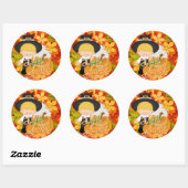 Sticker Rond Petit Pilgrim Boy - Donnez Merci (Feuille)