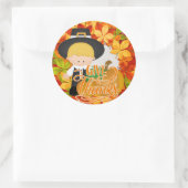 Sticker Rond Petit Pilgrim Boy - Donnez Merci (Sac)