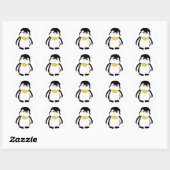 Sticker Rond Petit Pingouin mignon (Feuille)