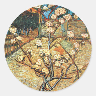 Sticker Rond Petit poirier en fleurs par Vincent van Gogh
