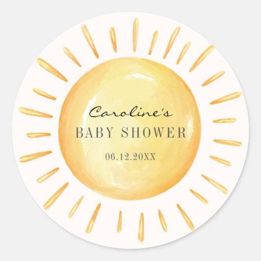 Sticker Rond Petit Rayon De Baby shower Soleil (Devant)