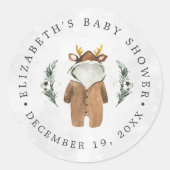 Sticker Rond Petit renne | Baby shower de Noël Favoriser (Devant)