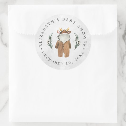 Sticker Rond Petit renne | Baby shower de Noël Favoriser (Sac)