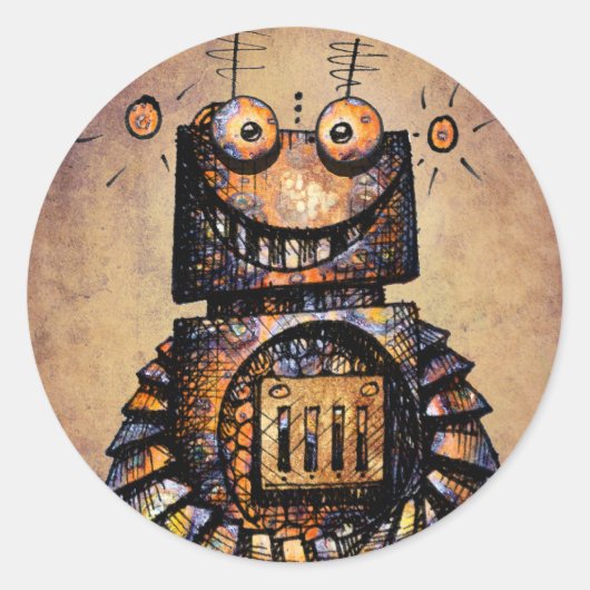 Sticker Rond Petit robot (Devant)