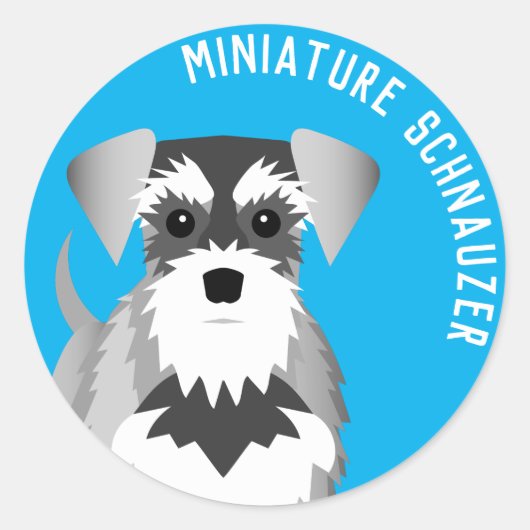 Sticker Rond Petit Schnauzer mignon chien caricature (Devant)