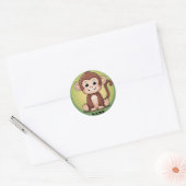 Sticker Rond Petit singe mignon avec grand sourire arrière - pl (Enveloppe)