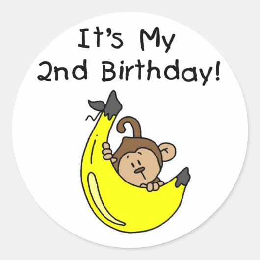 Sticker Rond Petit singe sur Banana 2e anniversaire (Devant)