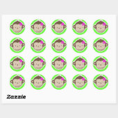 Sticker Rond Petit singe vert (Feuille)