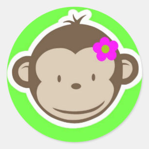 Sticker Rond Petit singe vert