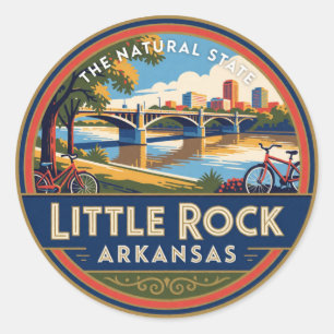 Sticker Rond Petit souvenir de voyage rétro de Little Rock, Ark