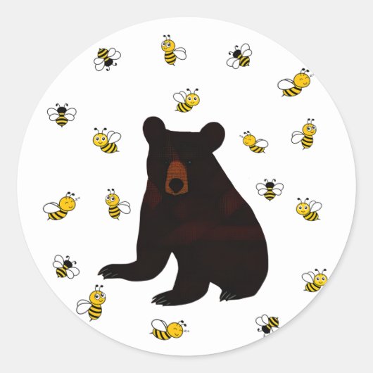 Sticker Rond Petite abeille au miel (Devant)